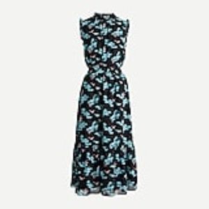 NWT J. Crew Smocked-waist Midi Dress in Botanical Bees Print, Size XS